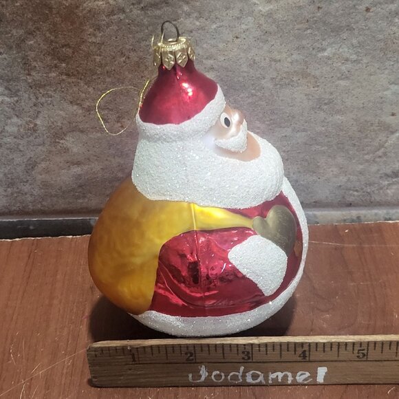 Vintage Blown Glass Roly Poly Santa Claus Ornament - Picture 9 of 9